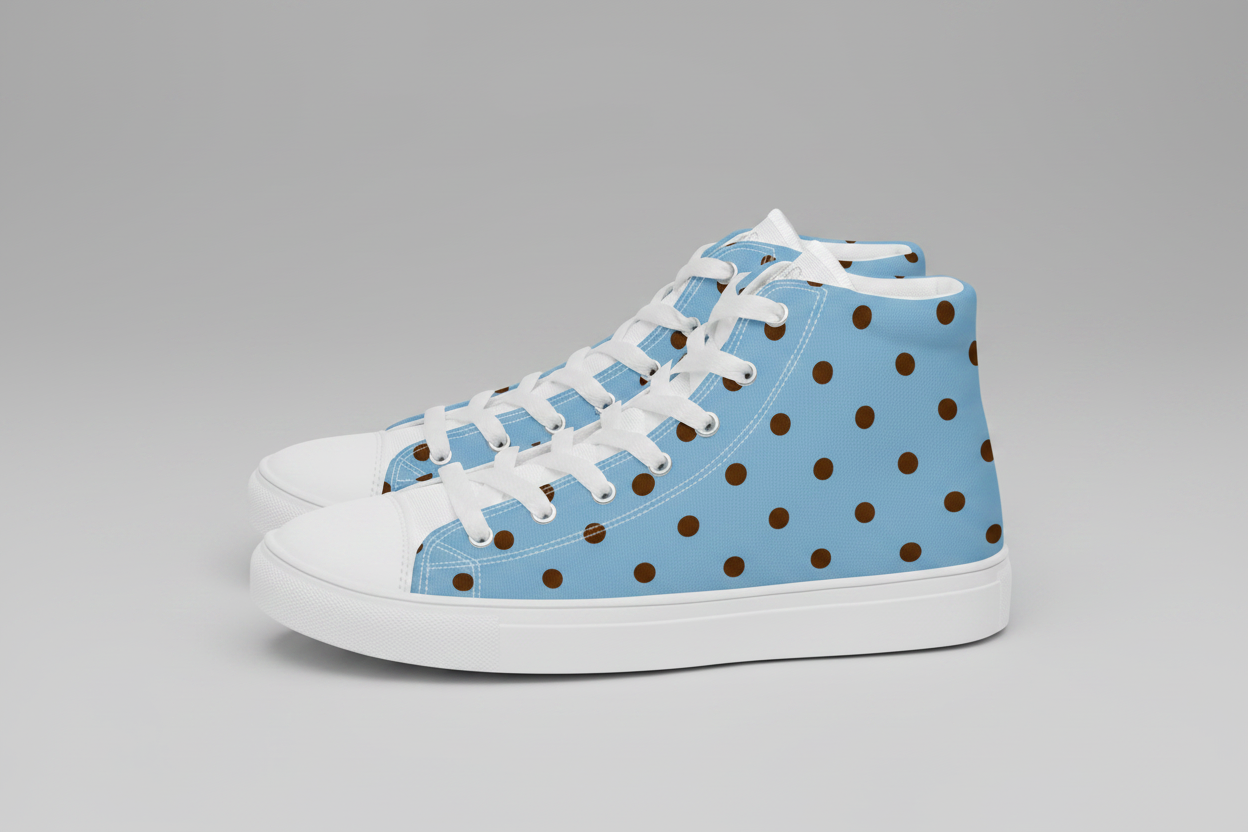 Urban Sky - Polkadot sky blue High-Top Canvas Sneakers