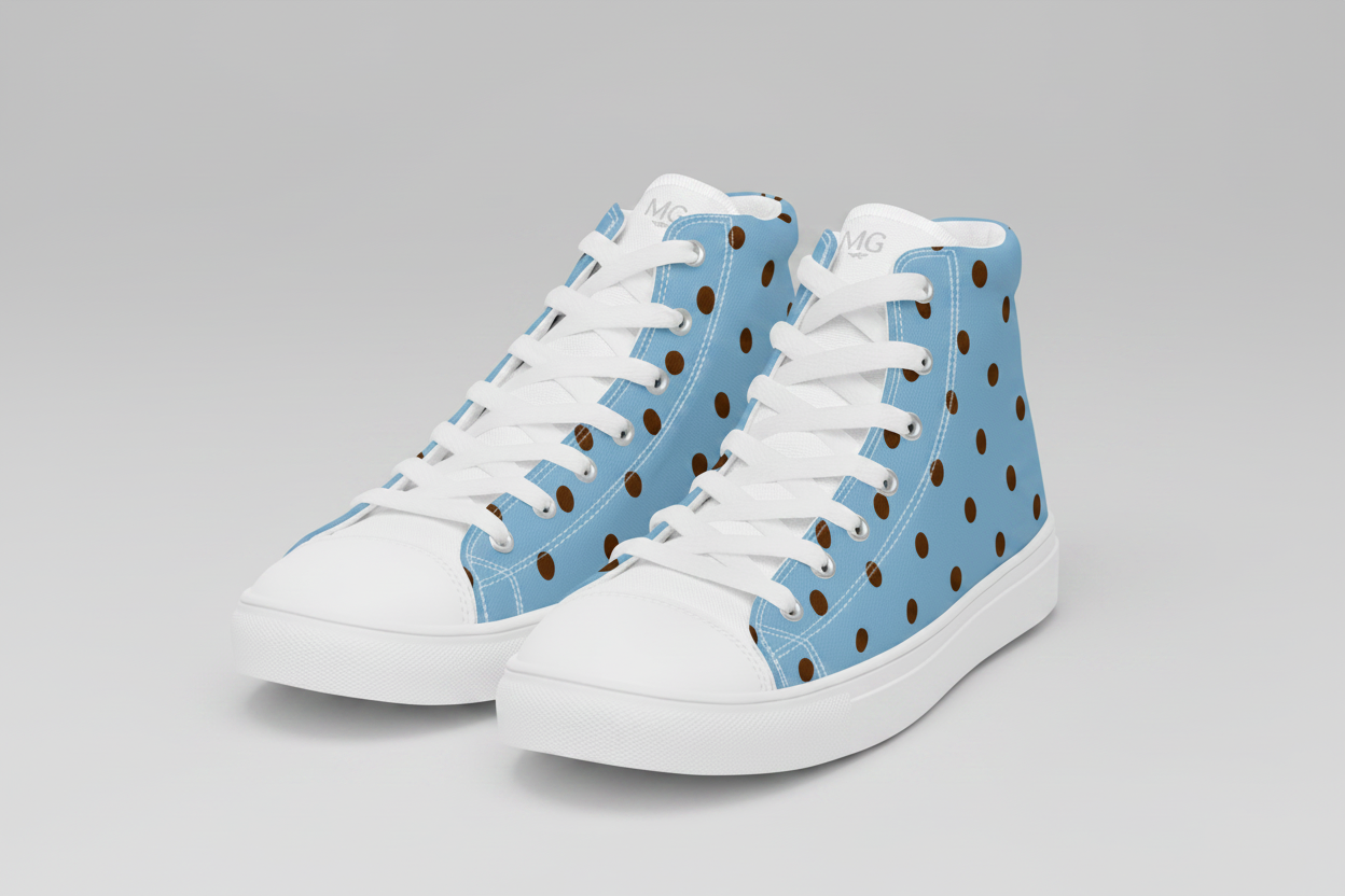 Urban Sky - Polkadot sky blue High-Top Canvas Sneakers